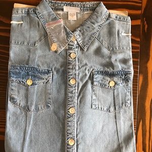 Soft Surroundings Tencel Denim Shirt Light Denim Women's Size 1X